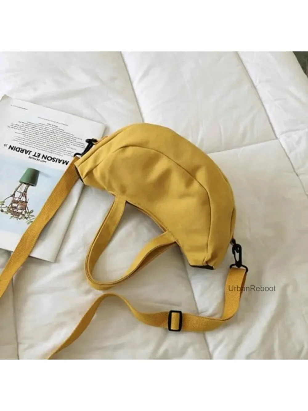Canvas Banana Crossbody Purse Novelty Mini Bag for Teens